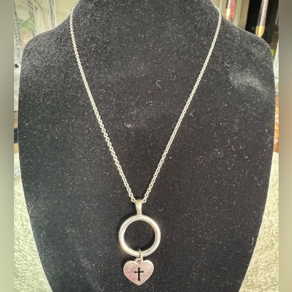 James Avery Heart Cross Charm Pendant and Chain Necklace Both Signed - Picture 2 of 10